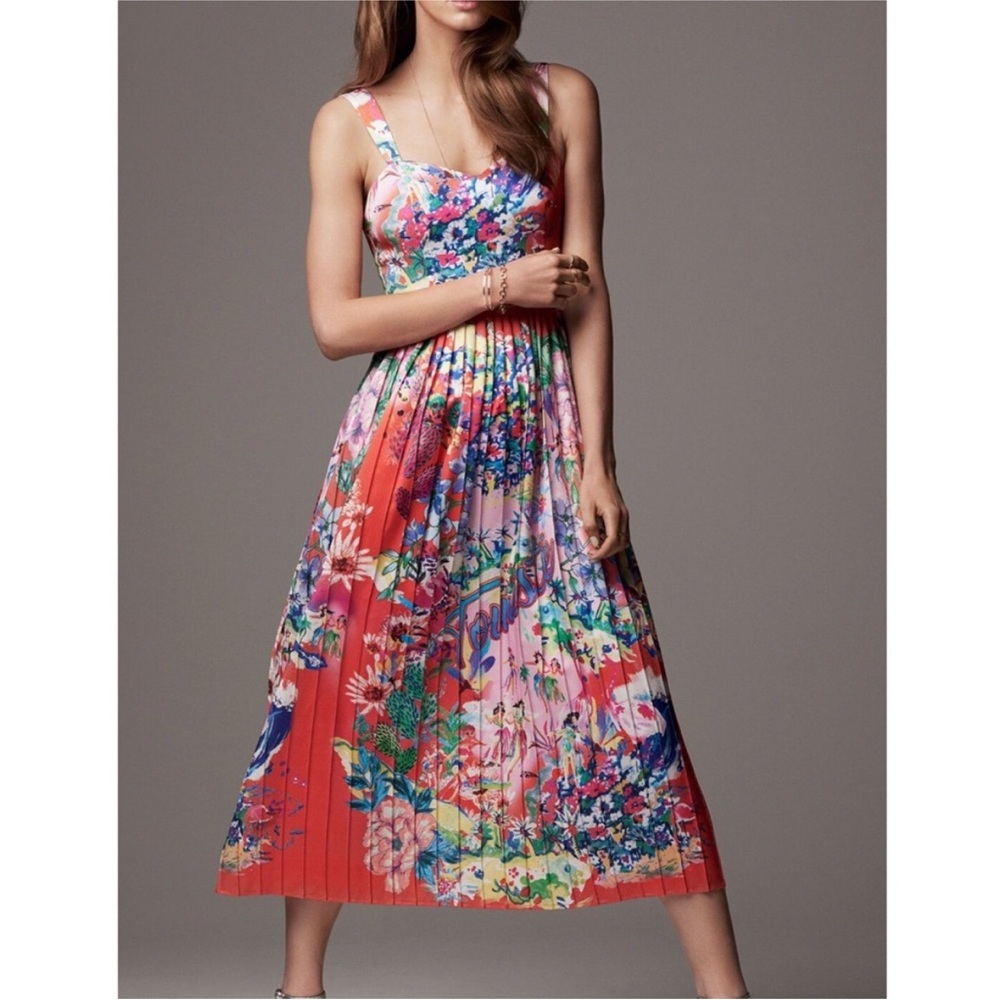 H&M Trend Pleated Midi Floral 50s Retro Summer Wedding